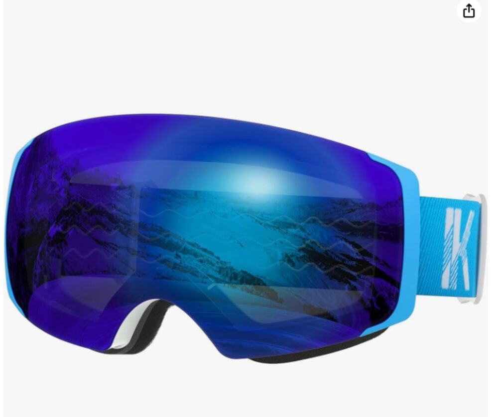 Ski Goggles, Interchangeable Magnetic Lens Snow Goggles, Anti Fog